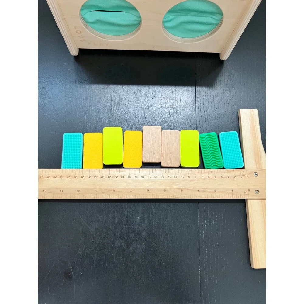 Lovevery Mystery Box Sensory Kit Wood Teal Yellow Tactile Tiles OS